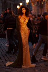 Fashionable Mermaid Halter Asymmetrical Sleeveless Beaded Evening Dresses With Pearls And Rhinestone